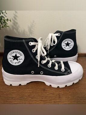 Converse Chuck Taylor All Star High Top Platform Lugged Sneakers Black Size 7.5